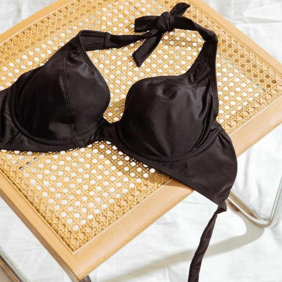Full Coverage Halter Bikini Top (Black XL) - Picture 1 of 8